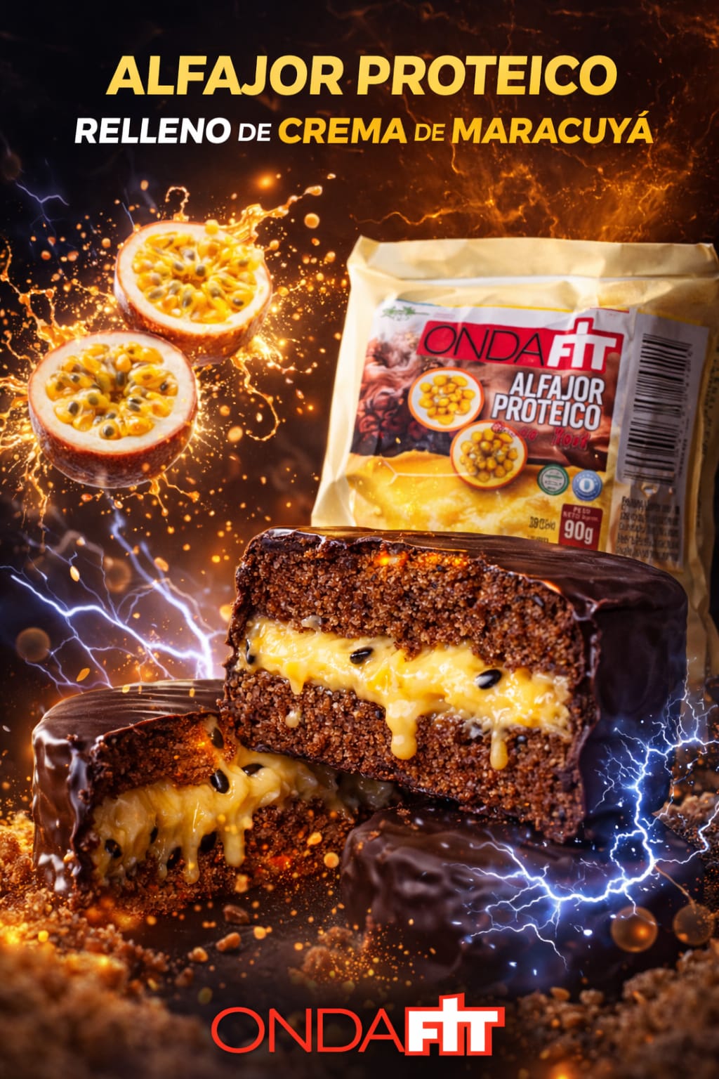 ALFAJOR PROTEICO RELLENO DE MARACUYA x6