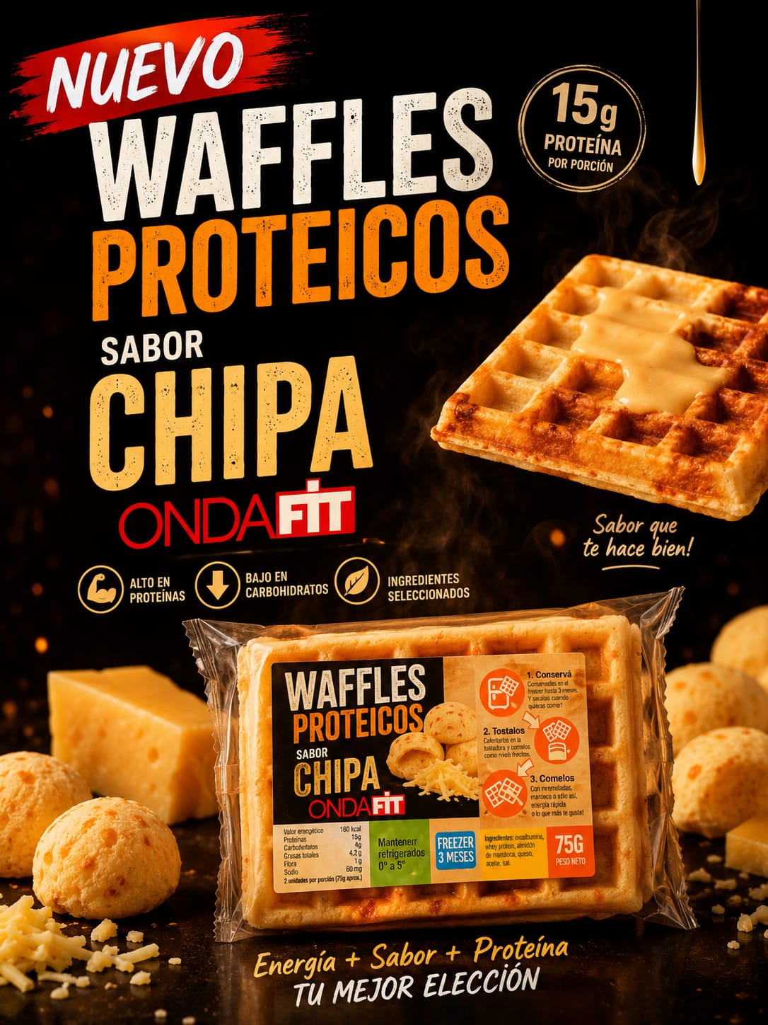 WAFFLES PROTEICO CHIPA QUESO BLISTER X2 PROMO 2X1
